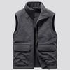 Mens Double-Sided Camping Vests Warm Fleece Multi-Pocket Utility Casual Tactical Outerwear Outdoor Hiking Cargo Cotton Vests