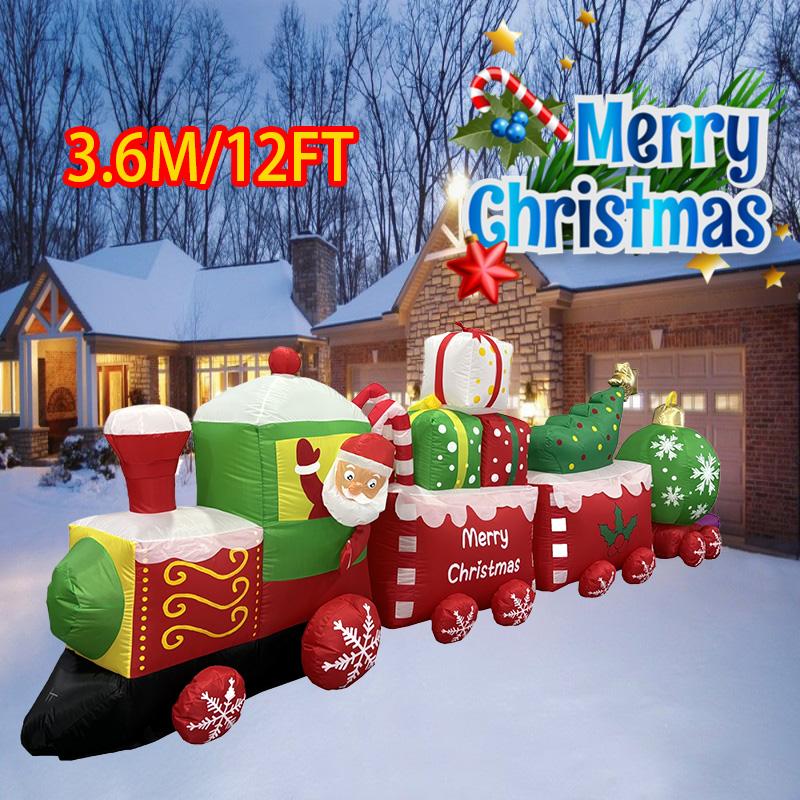 

Christmas Decorations Santa Drive Train 3.6M/12FT Built-in LEDs Inflatable Toys Model Outdoor Ornament Xmas Party Garden Decor AU Plug