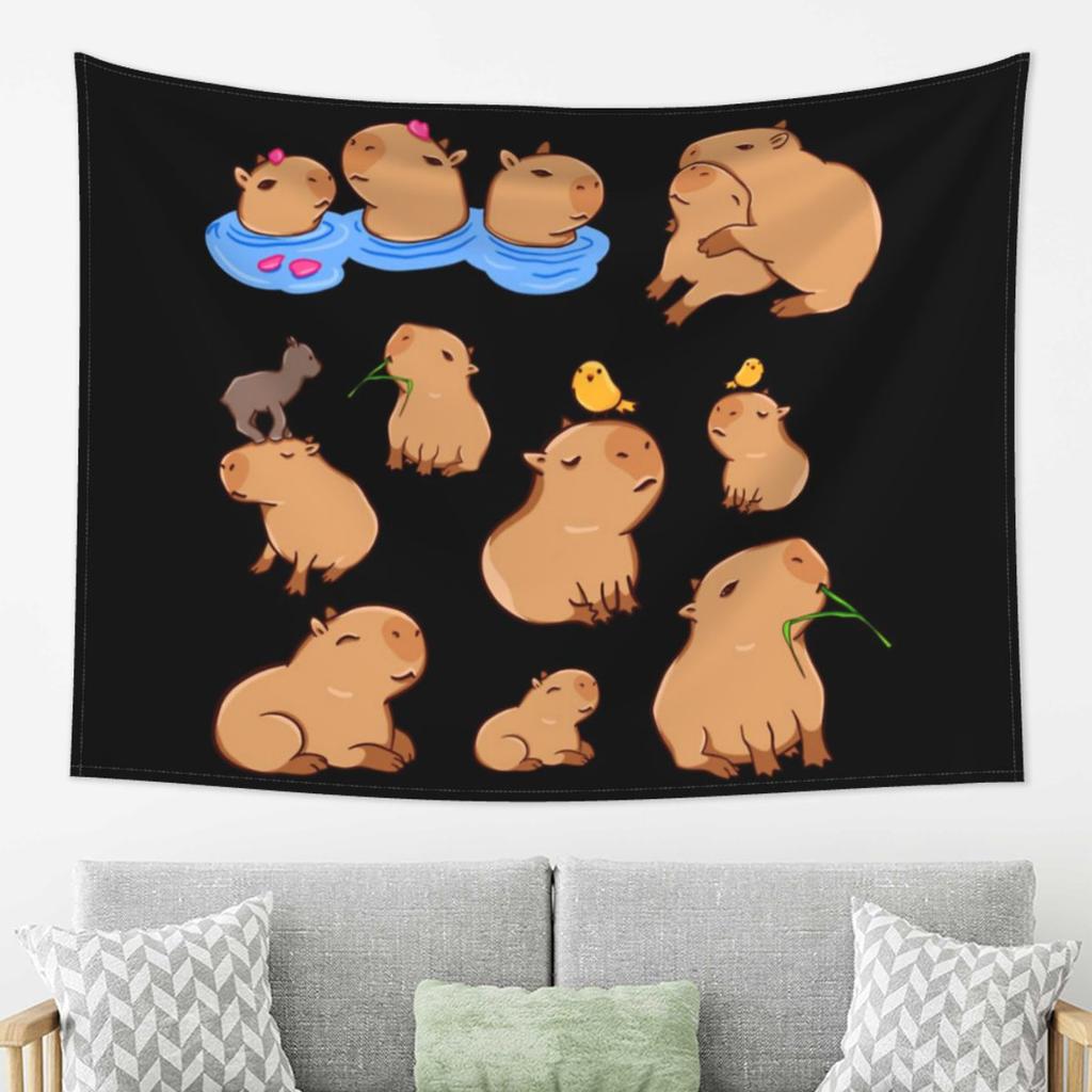 Capybara Muster Wandteppich Dekor Kunst Ästhetische Wandteppiche für Wohnzimmer Schlafzimmer Zuhause Wandtuch Wandbehang