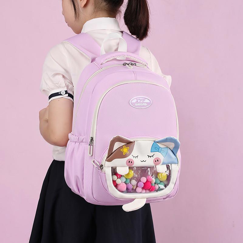 Large Capacity Cartoon Backpack With Transparent Window Perfect For Kids School Use