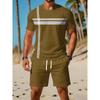 Herren Digitaldruck 2-teiliges Set, Herren Rundhals Kurzarm T-Shirt und Shorts Outfit