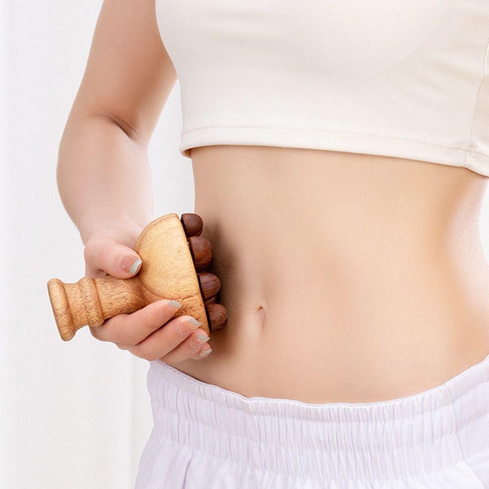 Eliminate Local Fat Wooden Mushroom Massager 12 Beads Acupoint Meridian Brush Gua Sha Brush  Waist