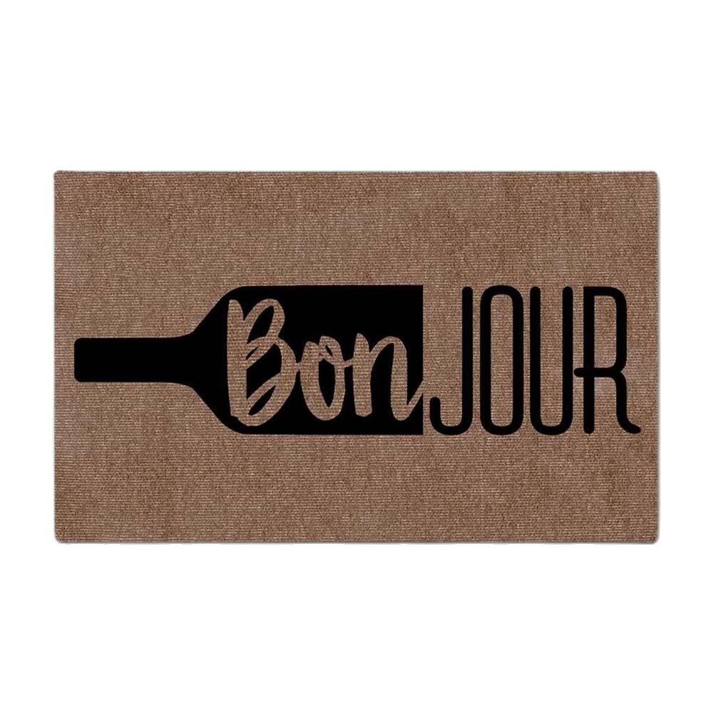 Bonjour Wijn Deurmatten Voor Vloer Rubberen Achterkant Antislip Deurmatten Buitenmat Waterdicht voor Terras Grappige Mat Kamerdecoratie Tapijt 23.6x15.7 Inch
