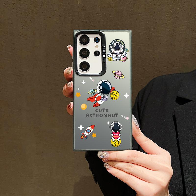 Husă pentru telefon cu laser pentru astronauți de Crăciun pentru iPhone 15 14 Pro Max 13 12 11 Samsung S23 S22 Ultra A54 A53 Copertă din spate cu model de căprior Moș Crăciun antișoc