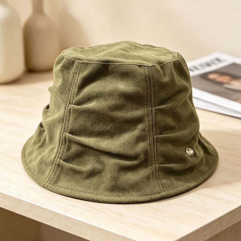 Artistic Versatile Fisherman Hat Retro Basin Hat Autumn and Winter Face Enhancing Small Bucket Hat Warm Big Head Circumference Hat Children's Style