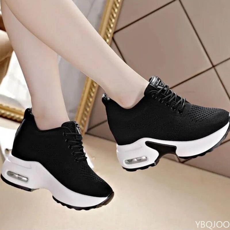 Fashion Super Thick Sole High Top Women's Sports Shoes Spring New Mesh Breathable Comfortable Casual Height Increasing Women's Shoes