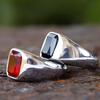 Stainless Steel  Turkey Stone Ring Geometric Red Zircon For Anniversary Party Wedding Men's Anels Totem Luxury Jewelry