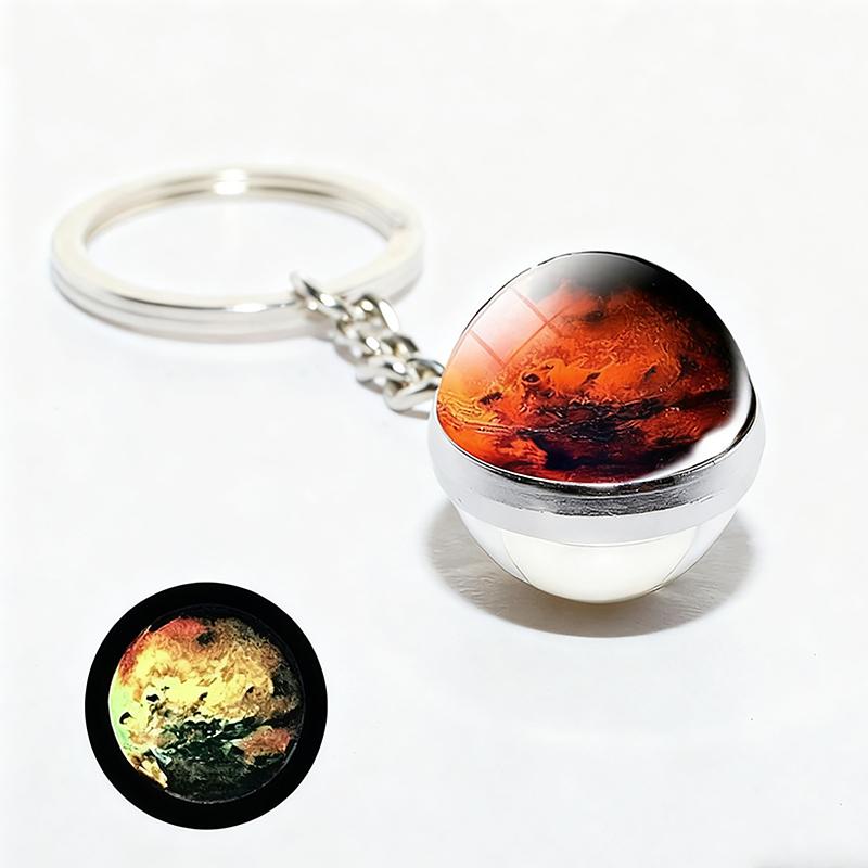 1PC Round Luminous Pendant with Ring Graduation Gift Planetary Earth Keychain Car Glow-in-the-Dark Durable Dual-Sided Cute