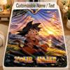 Flannel BlanketDragon Ball Custom Name Text Personalized Soft Warm Throw Blanket Home Decor Gift
