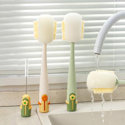 Yousheng 5 In 1 Bottle Cleaning Brush Set Multifunctional Sponge Bristles Reach Tight Spaces Compact Storage Cup Lid Cleaner Kitchen Tool
