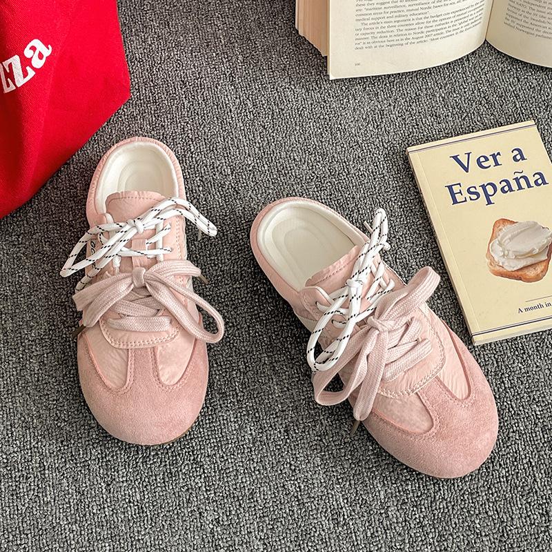 Retro yellow inner height increase German training bag head half slippers women's summer wear 2025 new non-slip soft bottom cool slippers