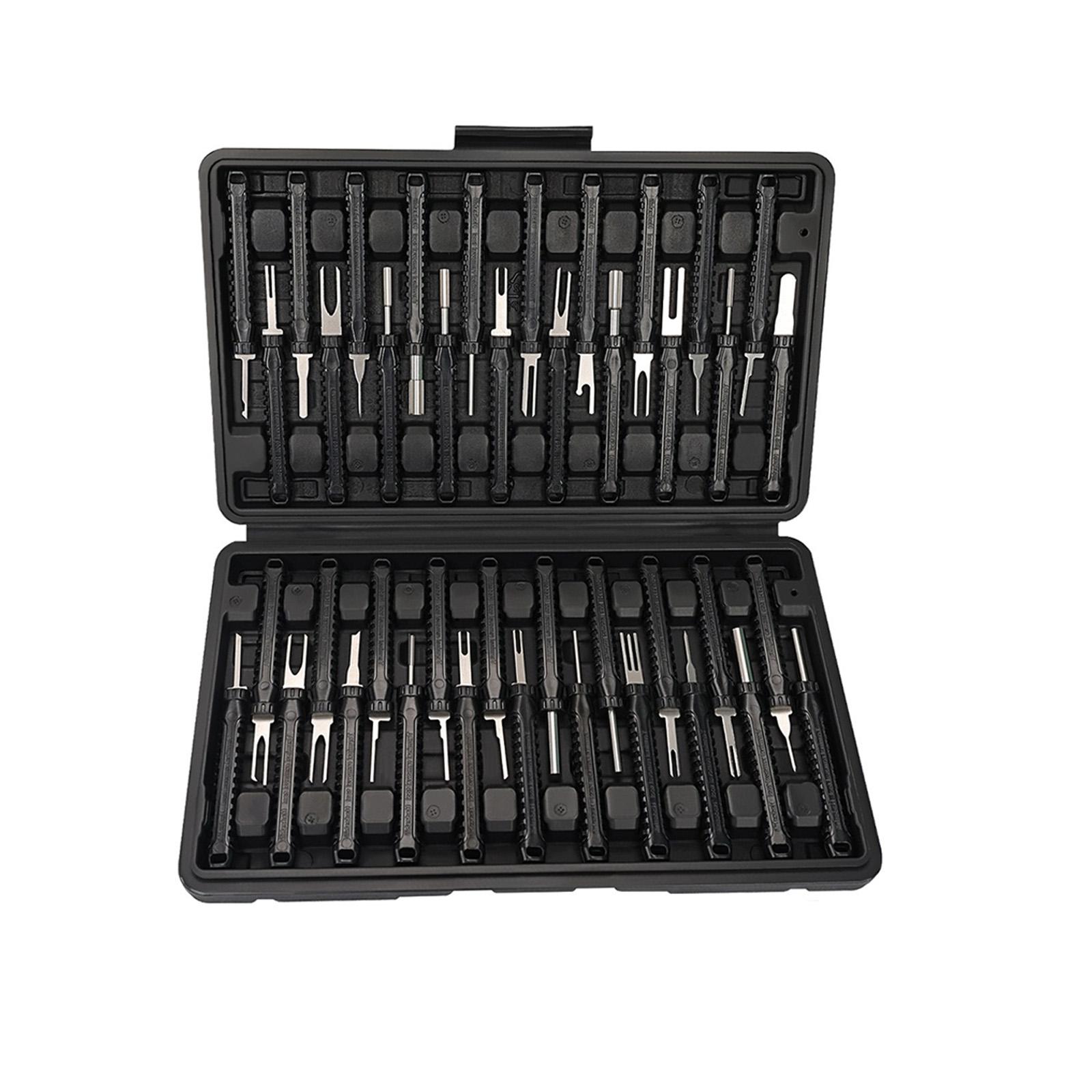

Pack of 41 Strong Metal & Plastic Pin Extractors Removal Tool Designs for Car & Home Appliance Connector Maintenance чорний