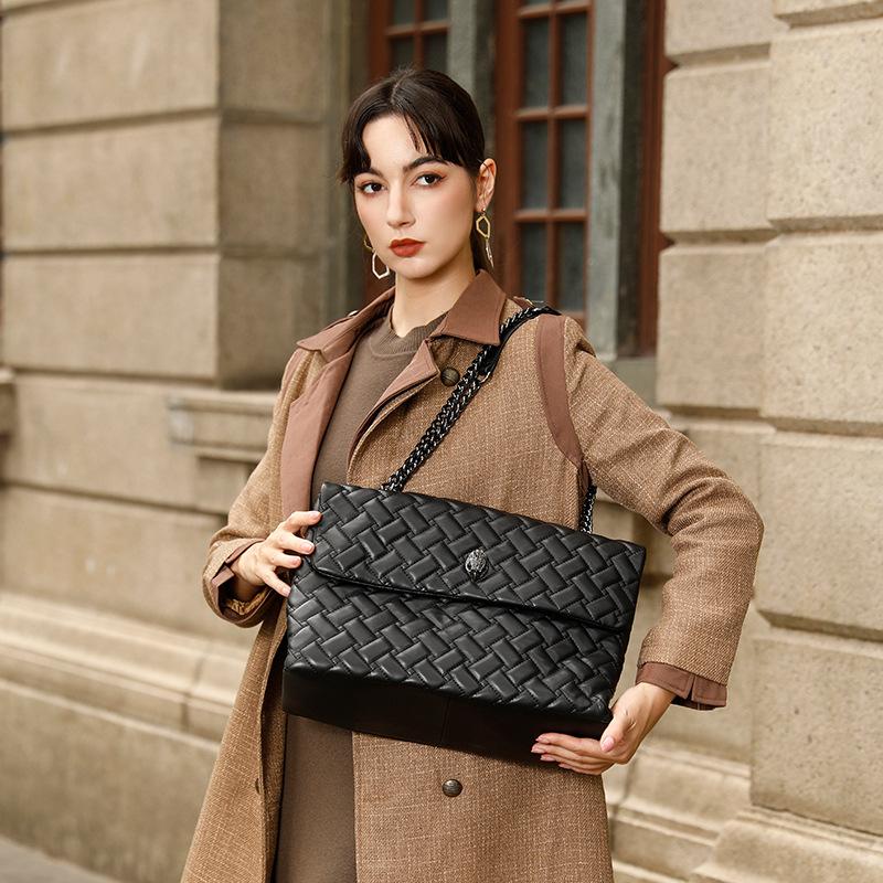 Módní dámská taška Značková taška s diamantovým prošíváním a řetízkem přes tělo Mřížková designová taška přes rameno s hlavou orla Velká taška