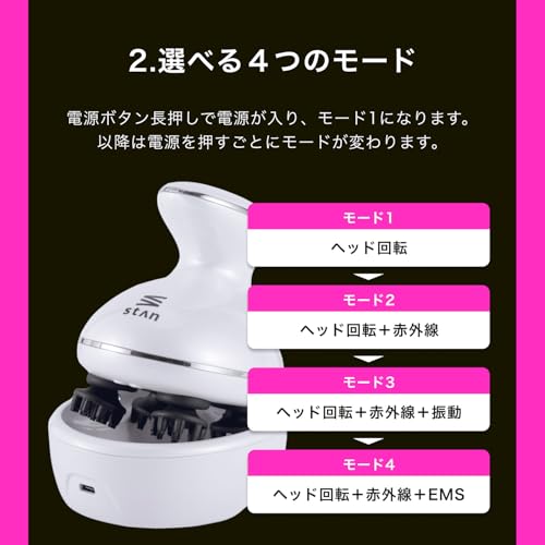 StAn Head Spa Electric Scalp Brush with EMS, Waterproof, IPX7, Lightweight, Cordless, Scalp Care, Gift (White)