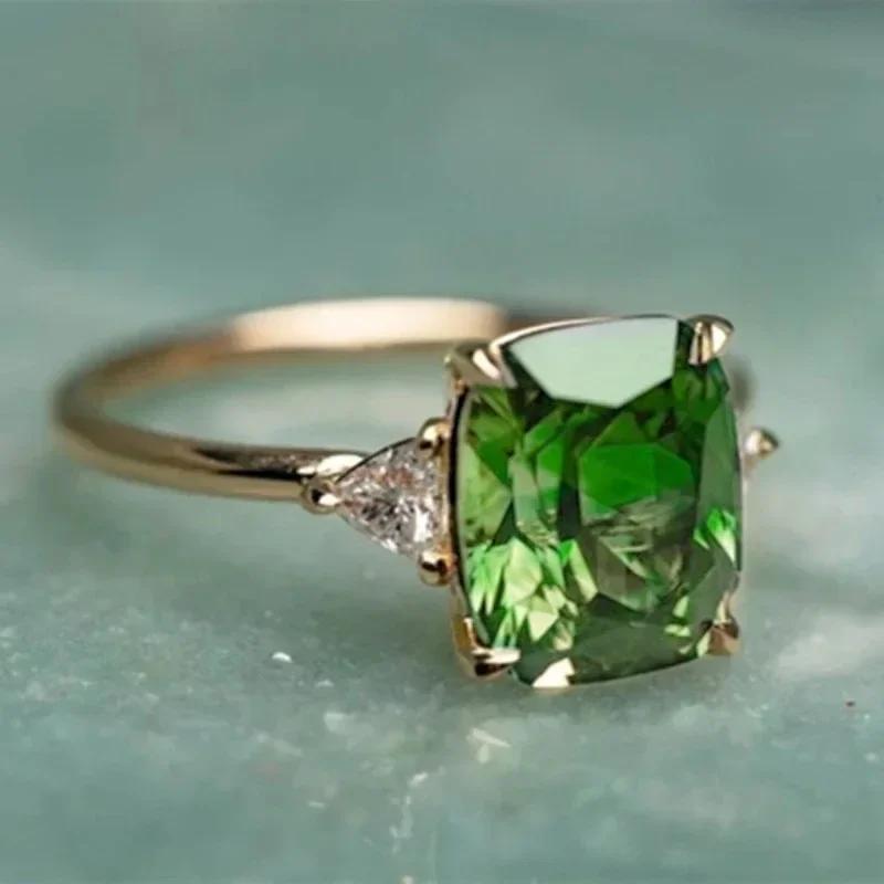 2026 New Luxury Fashion Green Zirconia Crystal Ring for Women's Engagement/Wedding/Anniversary Party Personalized Jewelry