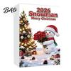 Holiday Gift Ideas Snowman Advent Calendar, 24Pcs Acrylic 2D Hanging Ornament Set Christmas Scene Decoration with Bouquet Flowers, Tree Decor,