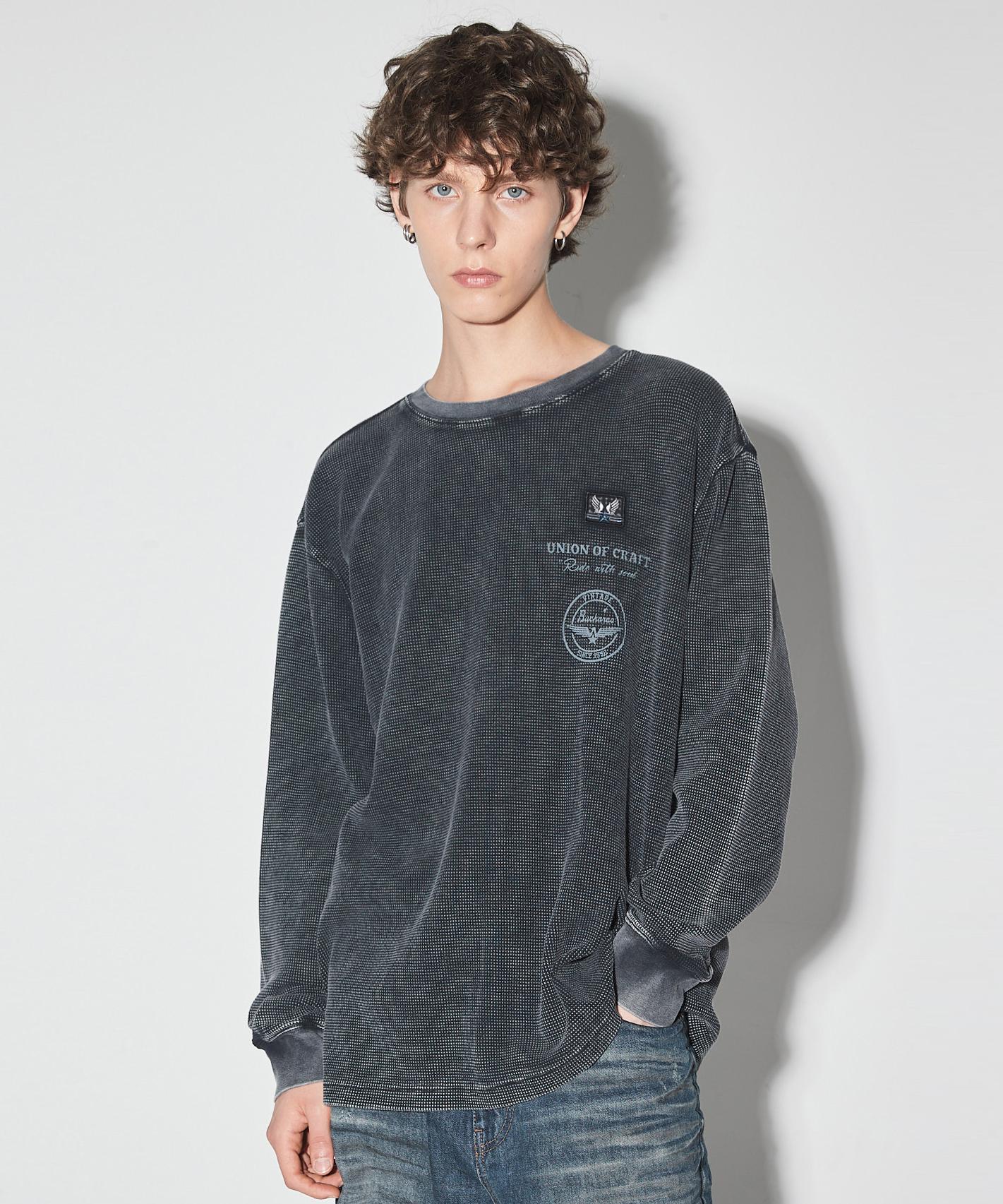 Burkeru Waffle Dyed Long Sleeve Ts Black Black_M
