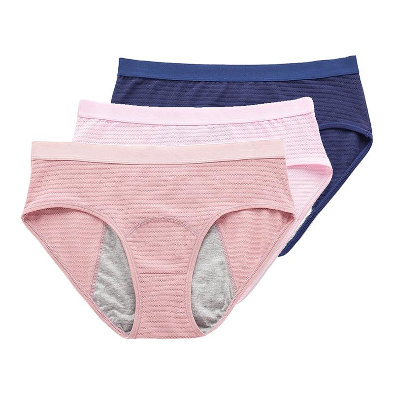 3Pcs Women s Physiological Panties Leak Proof Menstrual Comfortable Waterproof Mid Waist Period Underwear XS