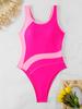 High-End Women's Sporty Competitive One-Piece Swimsuit - Solid Color with European and American Style