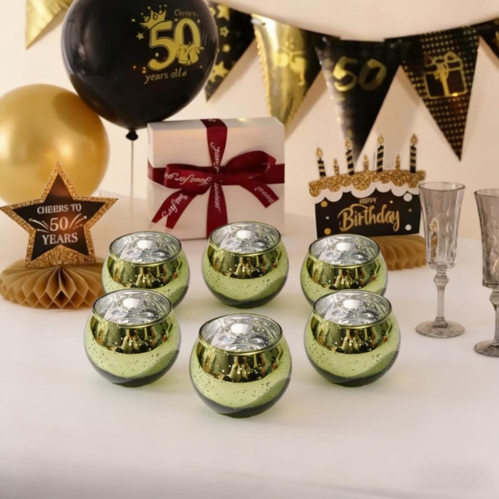 6/12Pcs Mercury Votive Tealight Glass Candle Holder Wishing Candlestick Birthday Party Home Wedding Table Centerpiece Decoration