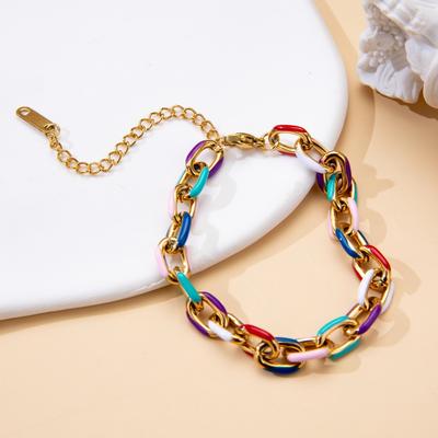 Bracelet Fashion Hollow Color Splicing Niche Cuban Chain High-end Bracelet Bracelet