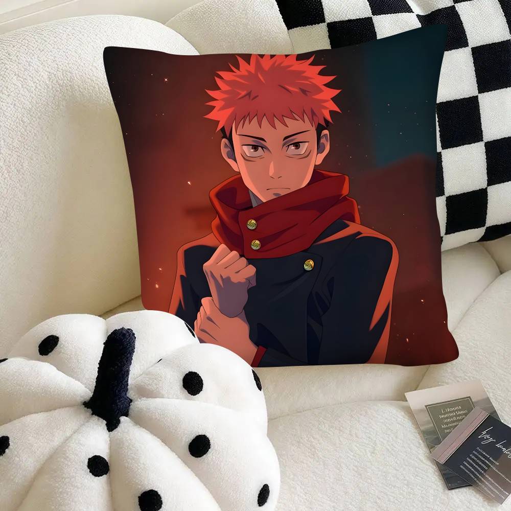 Anime-Charakter Yuji Itadori Kissenbezug Modischer quadratischer Kissenbezug Schlafzimmer Sofa Raum Ins Dekoration Freizeit