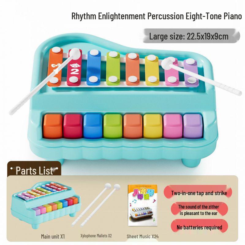 Eight-Tone Baby Xylophone & Piano Toy - Children's Early Education Percussion Instrument, Anti-Collision Design