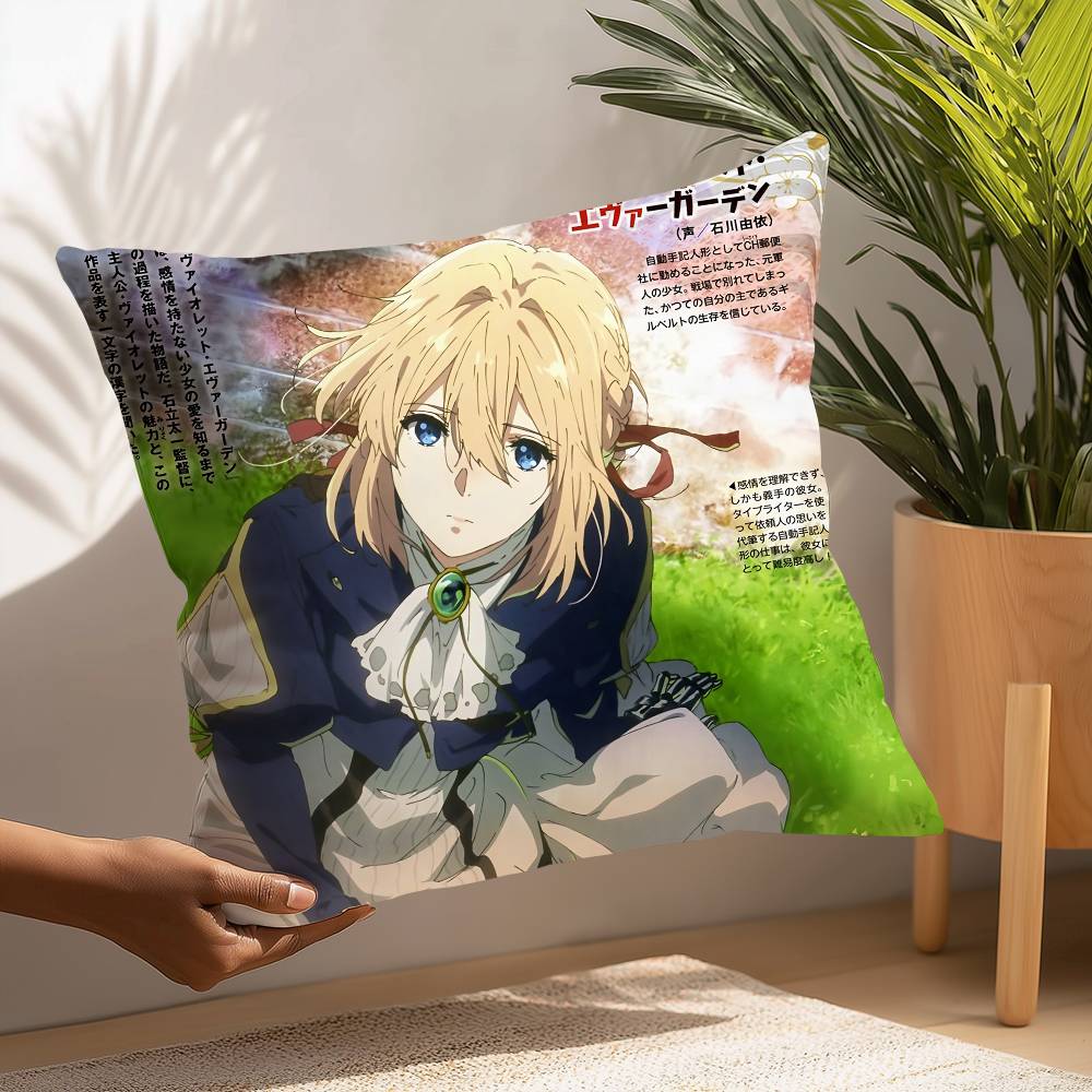 Anime Violet Evergarden Pillow Case Plush Fabric Soft  Pillowcase Double Sided Print Cushion Cover Household Gifts