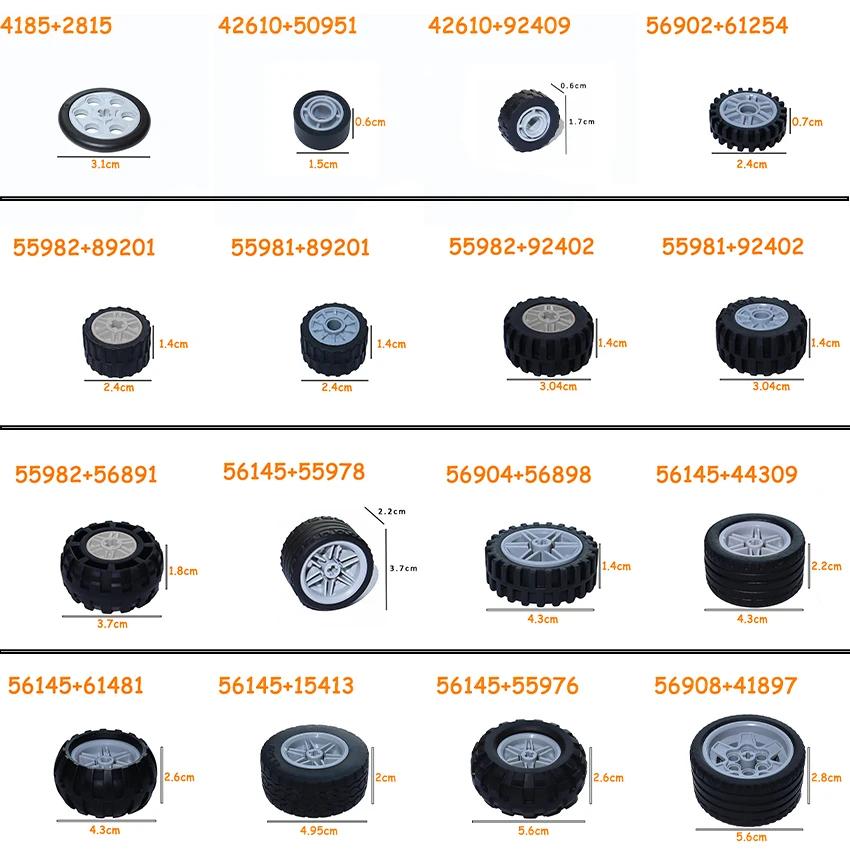 Technical Tire Wheel Car Truck Wheels Hub Bricks MOC Motorcycle Tyre & Rim Building Blocks 56145 44309 86652 3 15038 23798