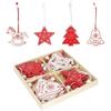 12 Pcs Christmas Wooden Pendant Decoration Holiday Elk Snowflake Star Chrimbo Tree Hanging Ornaments Home DIY Decors