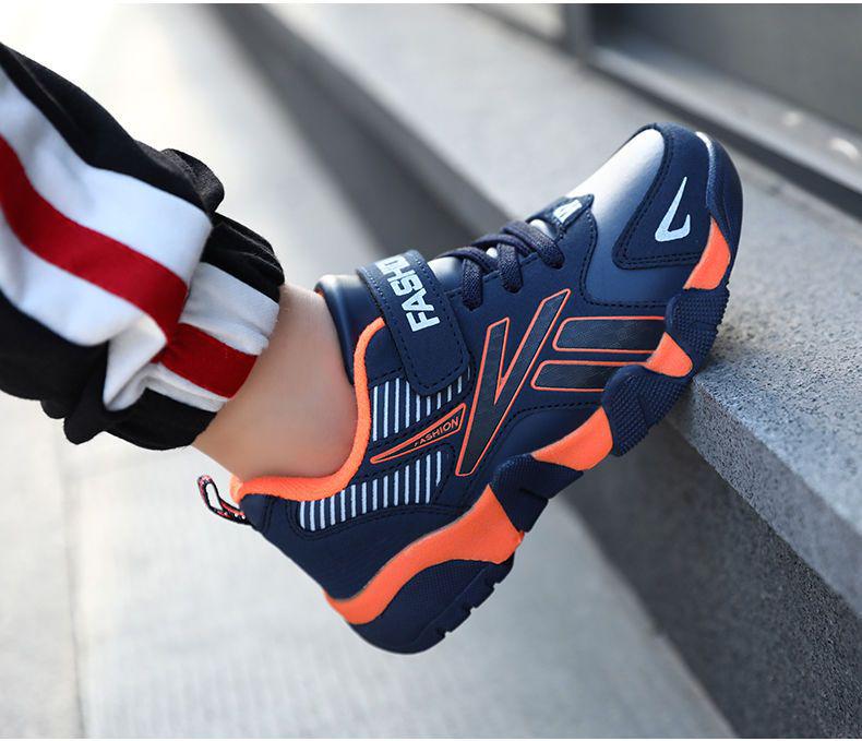 Children's Waterproof Leather Running Shoes for Boys - Autumn/Winter Casual Sneakers for Primary School Students