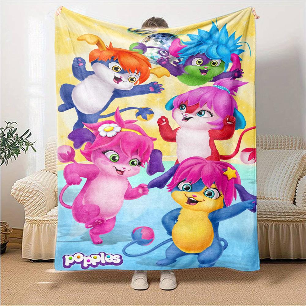 Popples Cartoon Print Flannel Blanket High Quality Warm Comfortable Cover for All Seasons Perfect for Gifts Home Decor