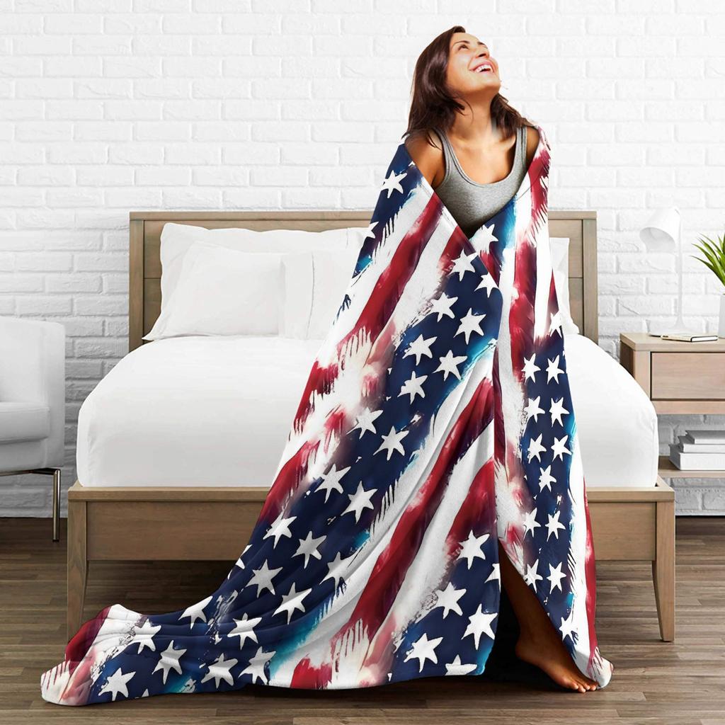 American Flag Blankets Quality Warm Throw Blanket Spring Airplane Travel Couch Chair Street Trend Bedspread