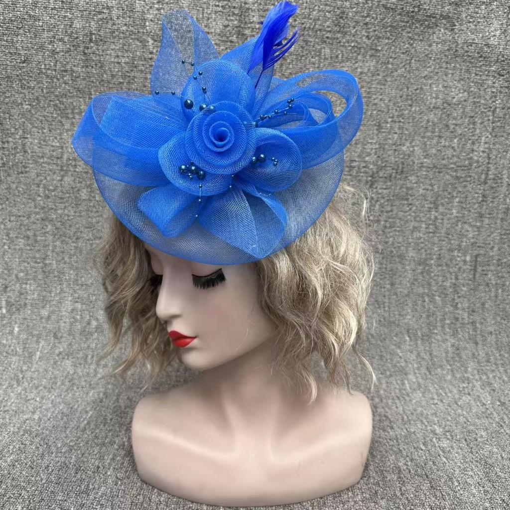 European and American bridal headgear veil retro feather mesh top hat party banquet hair accessories exaggerated top hat headgear