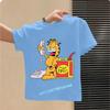 Garfield's new children's pure polyester short-sleeved boys' sports shirt, girls' casual top with cartoon print, summer T-shirt