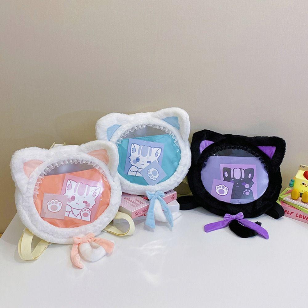 Crossbody Bag Transparent Pouch Itabag Japanese Style Plush Backpack Cute Cat Shoulder Bag  Lady