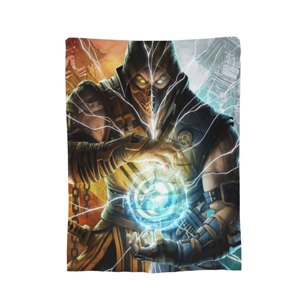 Mortal Kombat Knitted Blankets Fleece Sub Zero Scorpion Mk11 Retro Game Throw Blankets for Outdoor Travel Bedroom Quilt