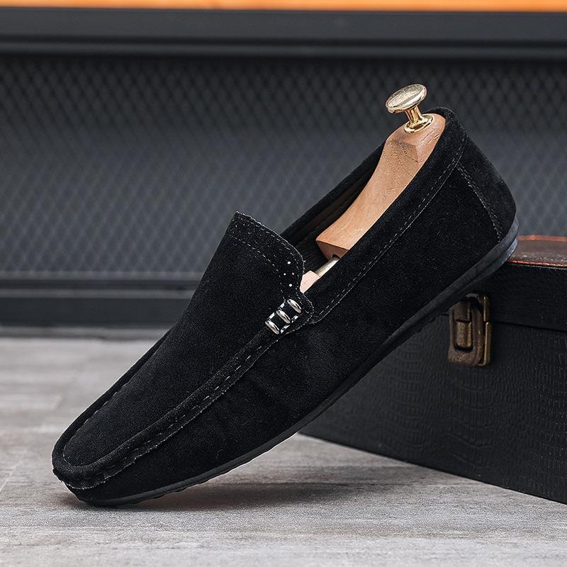 Summer New Doudou Shoes Men's Trend Suede One-pedal Versatile Lazy Shoes Matte Casual Spirit Guy Leather Shoes