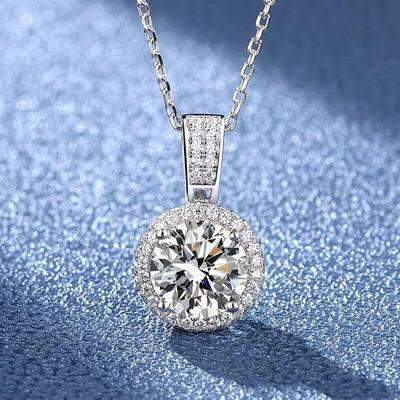 2CT 8MM moissanitový náhrdelník pro ženy klasický kulatý střih 100% S925 stříbrné šperky svatební bezbarvý moissanitový přívěsek