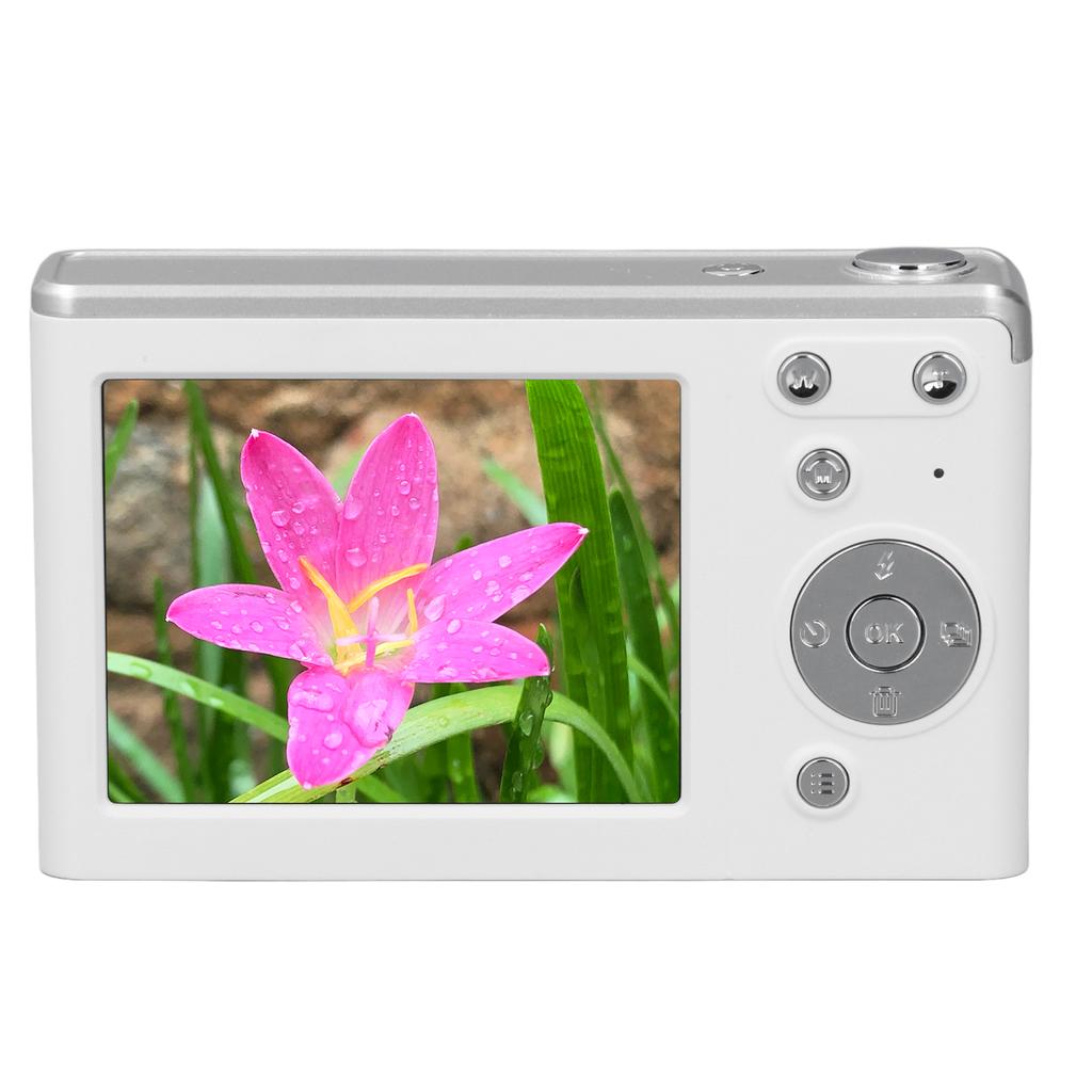 4K Digital Camera 16X Zoom Anti Shake 50MP Autofocus Compact Camera with Fill Light for Boys Girls Kids Student White