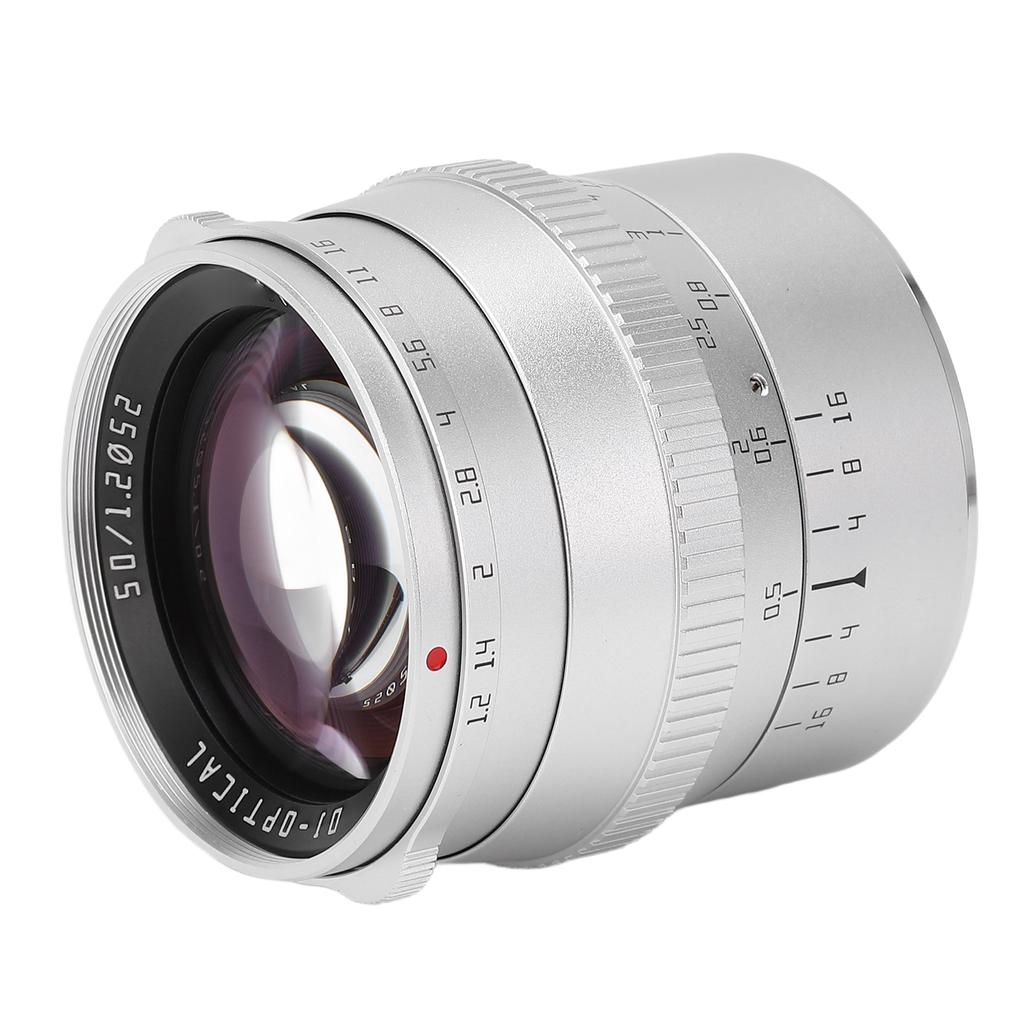 TTArtisan 50mm M43 Mount Large Aperture Lens F1.2 Aperture Silver Manual Portrait Lens for GH4 GH5