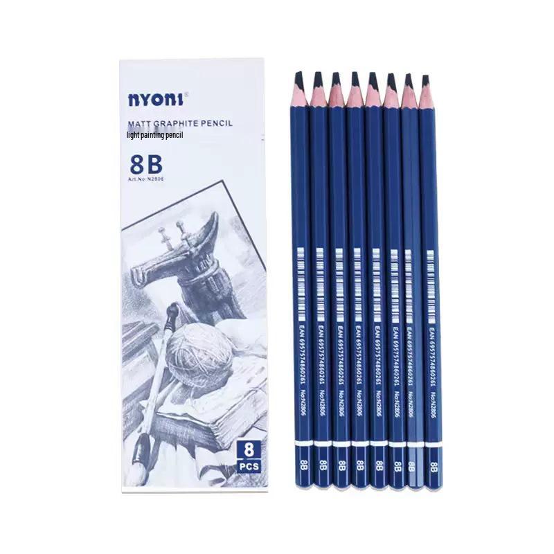 Neoni Matte Green Bamboo Sketch Pencils - 12B/2B Non-Reflective for Art Students & Exams