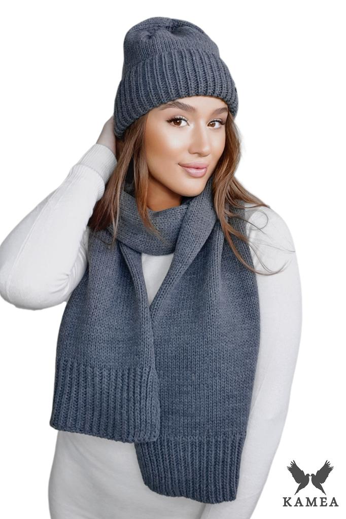 Raisa Women' Set Hat with Scarf Graphite Color