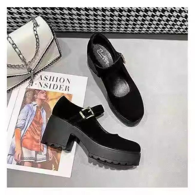 Old Beijing cloth shoes suede waterproof table dance shoes new J single shoes black thick heel thin summer female tide