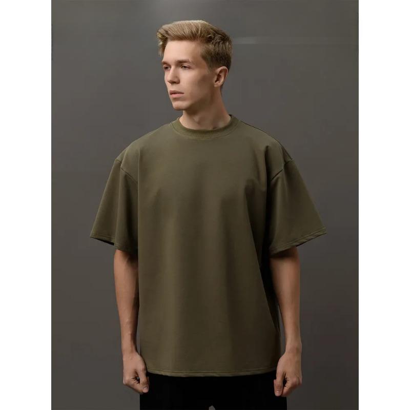 Sommer Rundhals Locker Baumwoll-T-Shirts Basic Einfarbig Vielseitig Kurzarm Herren-T-Shirts