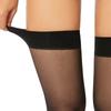 Vintage Cuban Heel Back Seam Thigh High Stockings Oil Shiny Ultra Thin Transparent Silk Hosiery Women Sexy Patchwork Lingerie