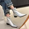 Fashion Pointed Toe Booties Women's Block Heel High Heel Mid-leg Boots
