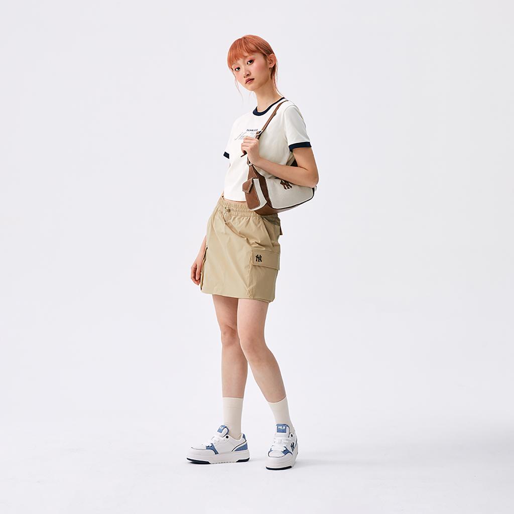 New MLB New York Yankees Basic Collection SS25 Cargo Short Skirts Women's Beige 3FSKB0153-50SAS