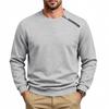 Men S Long Sleeve Fleece Pullover Sweatshirt Casual Round Neck Zip Decoration
