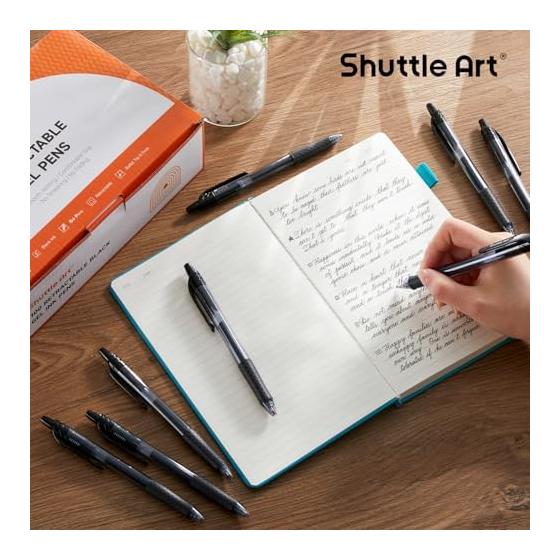 Shuttle Art Gel Ballpoint Pen Gel Pen Retractable Black 0.7mm Pack of 100 Durable Large Capacity Quick Dry Notebook Illustration Sketch Office Use